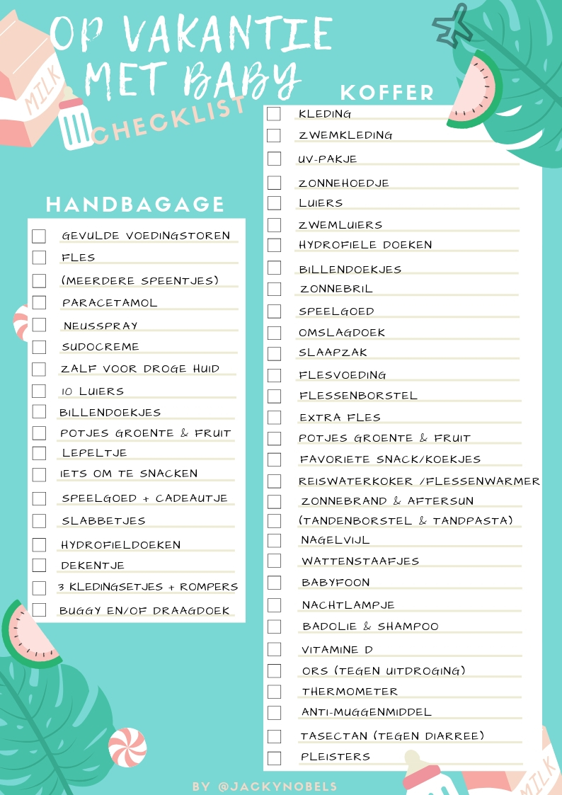 op vakantie met baby: checklist