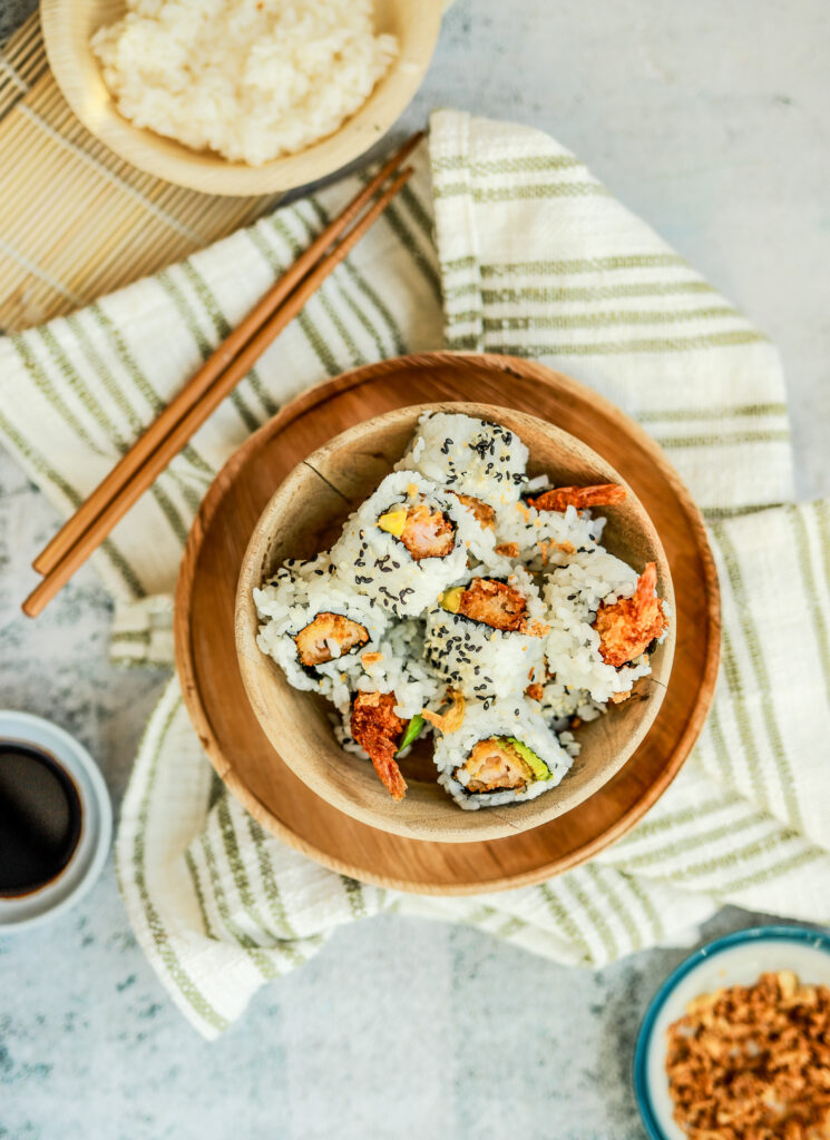 Crispy ebi tempura sushi roll